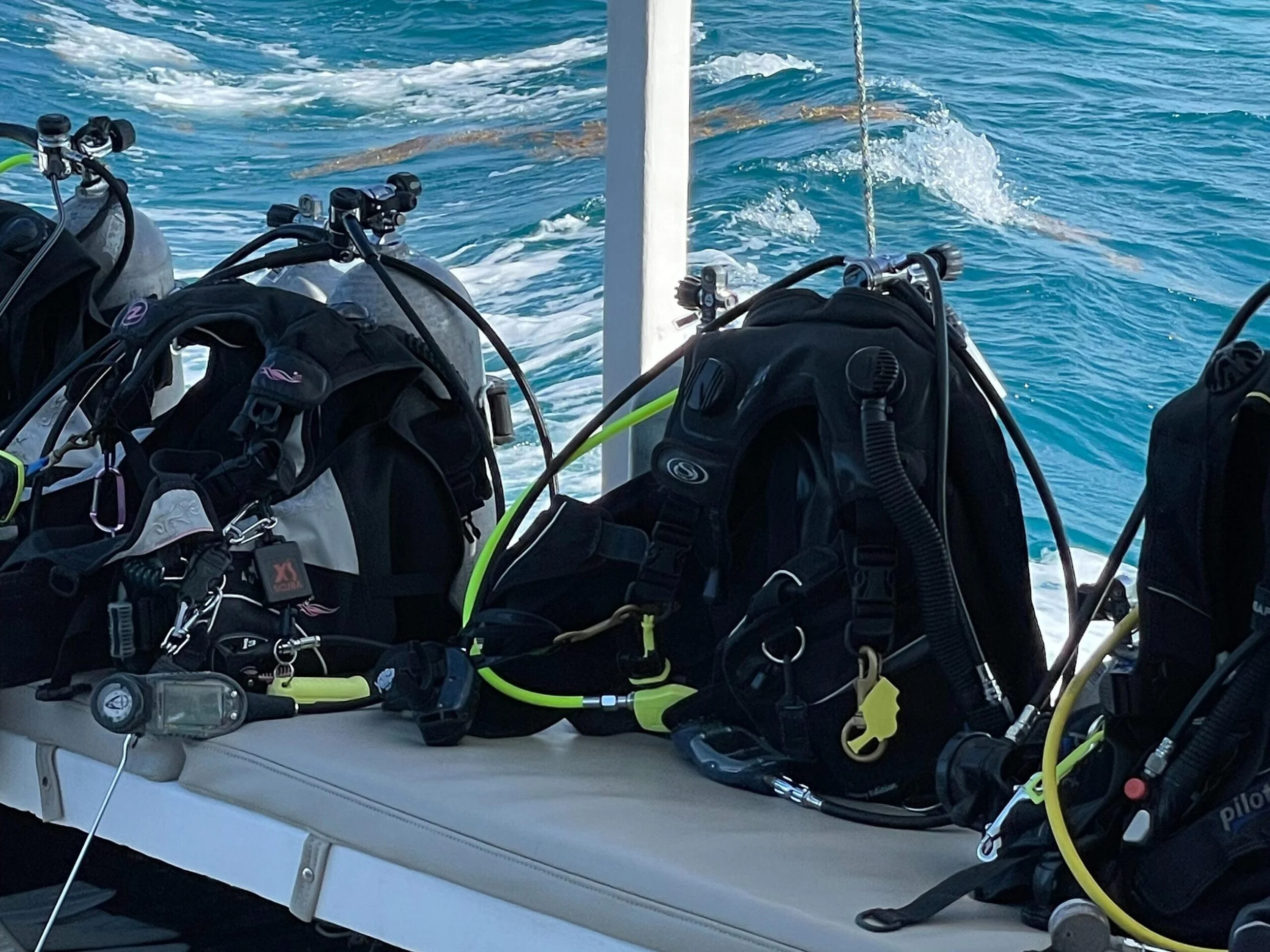 Scuba Gear Ready to Dive on a Boat - Photo By Eileen Byrne